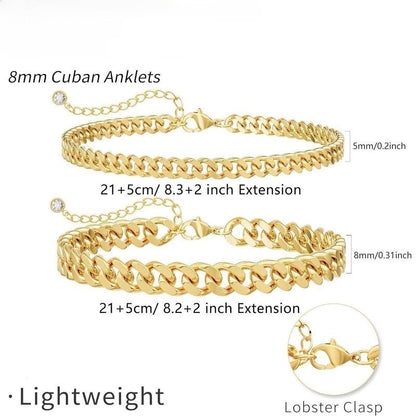 Layered Cuban Link Anklet