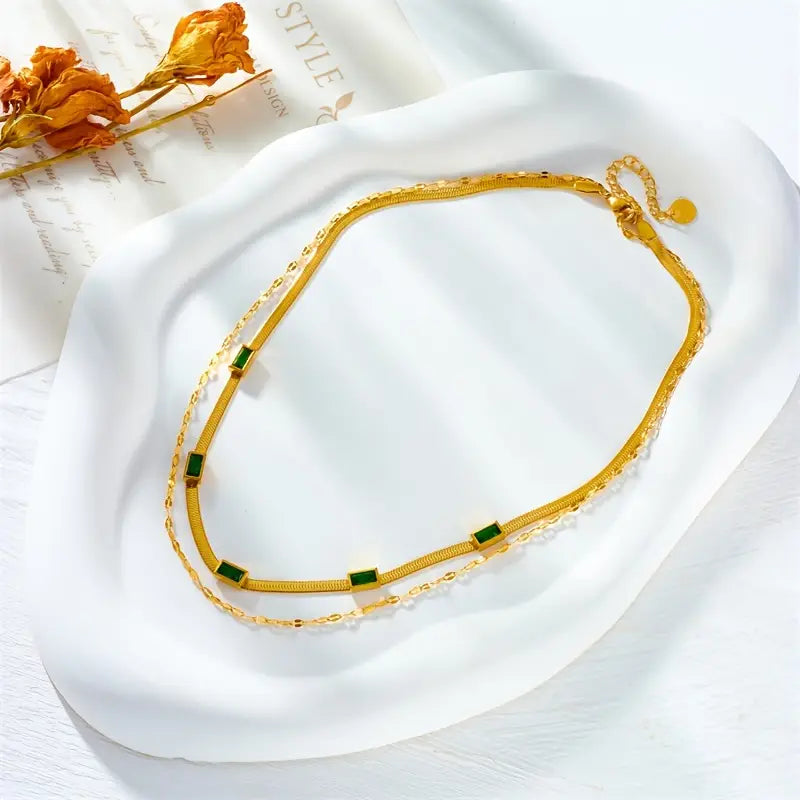 Sorella Gem Double Layer Retro Necklace