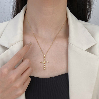 Crystal Twist Cross Necklace