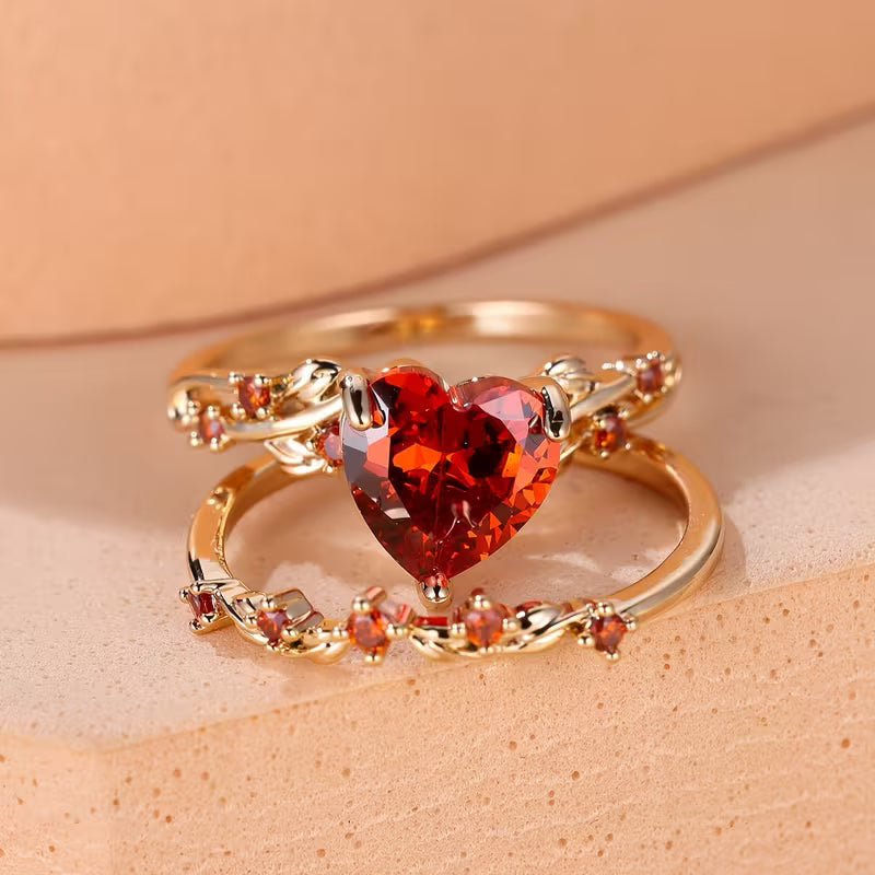 Redvine Heart Accent Ring Set
