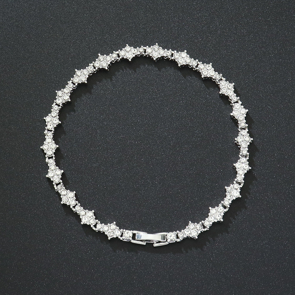 Classic Cluster Tennis Bracelet (White Gold)