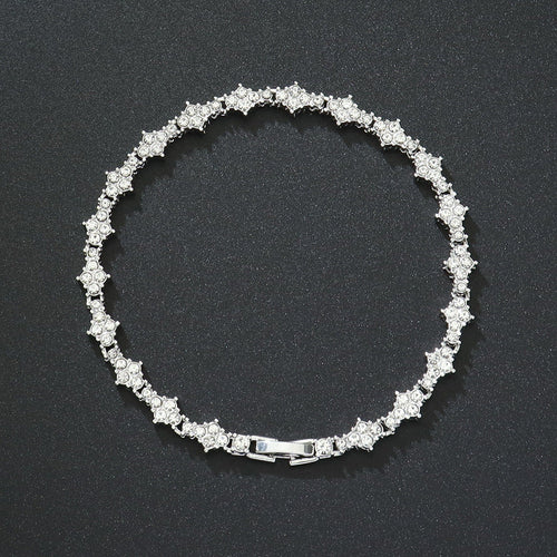 Classic Cluster Tennis Bracelet (White Gold)