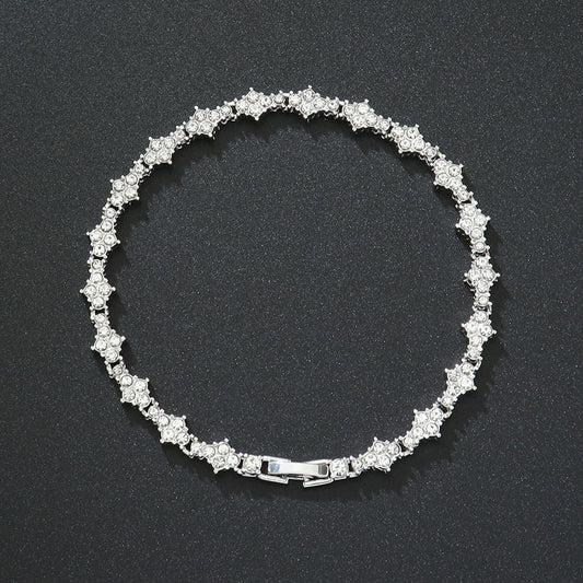 Classic Cluster Tennis Bracelet (White Gold)