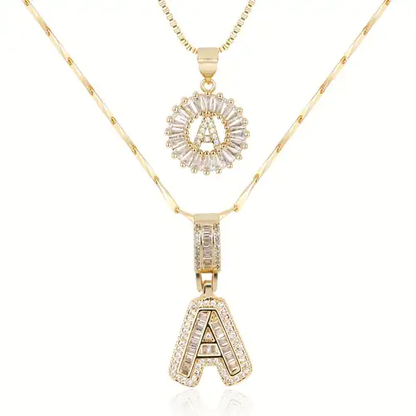 Moissanite Letter Initial Necklace (Gold)