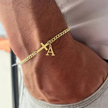 Initial Cross Bracelet