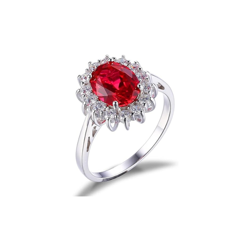 White Gold Classic Ruby Halo Ring