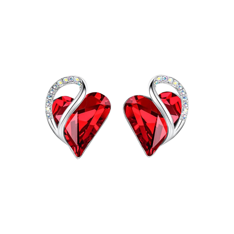 Infinity Heart Ruby Stud Earrings
