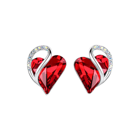 Infinity Heart Ruby Stud Earrings