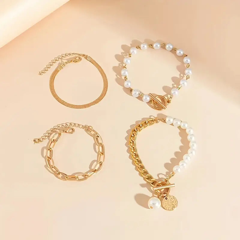 4-Piece Gold Bracelet Set