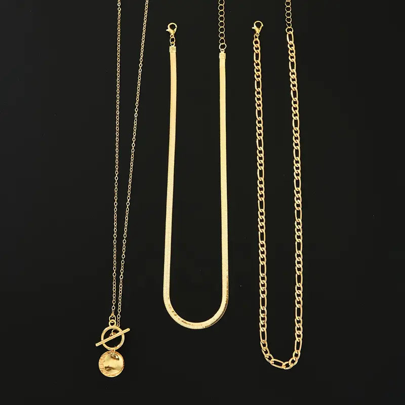 Savira Textured Coin Layered Necklace (Gold)