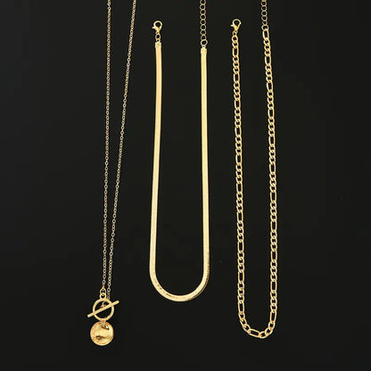 Savira Textured Coin Layered Necklace (Gold)