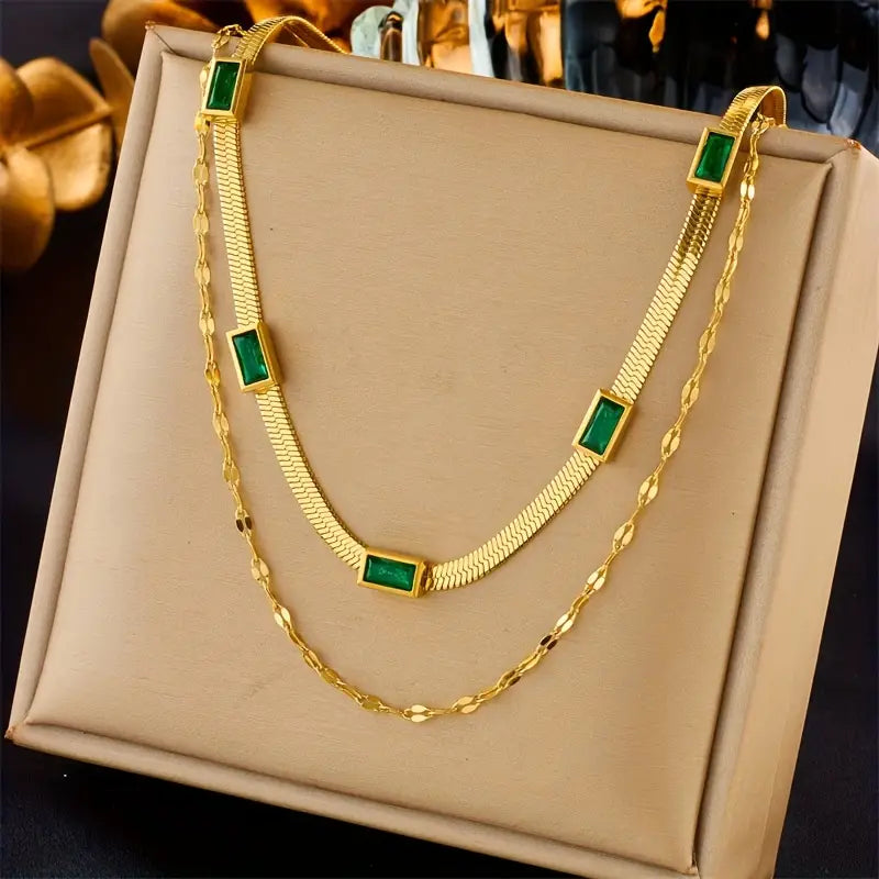 Sorella Gem Double Layer Retro Necklace