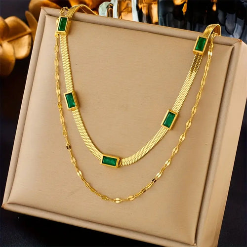 Sorella Gem Double Layer Retro Necklace