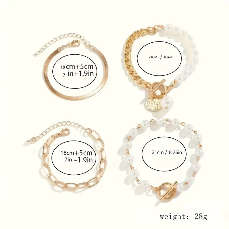 4-Piece Gold Bracelet Set