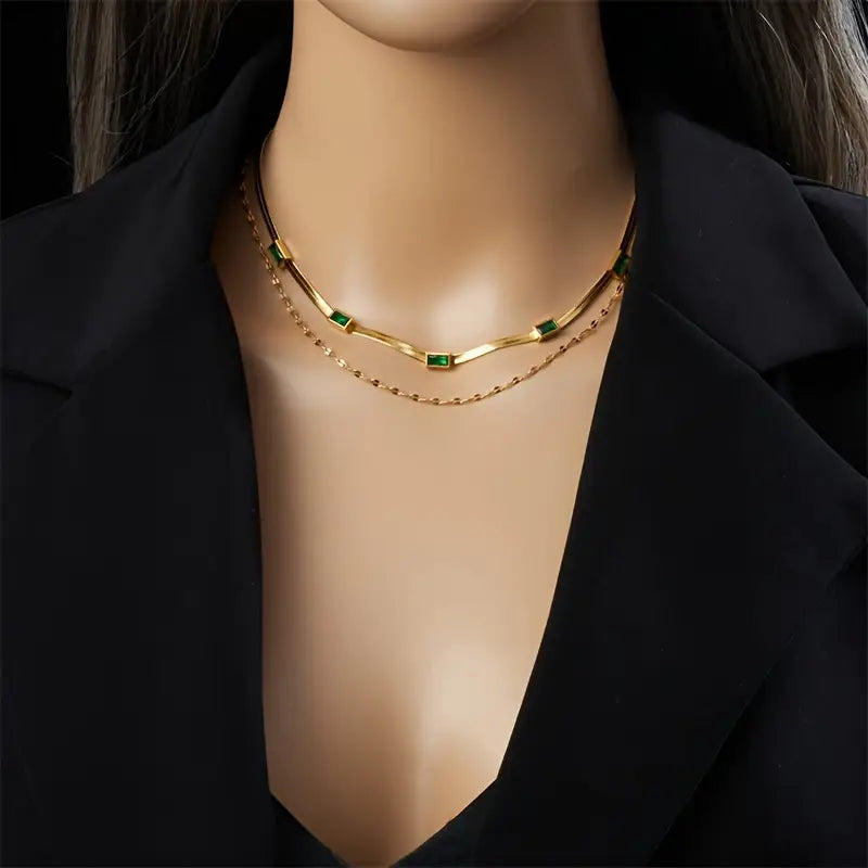 Sorella Gem Double Layer Retro Necklace
