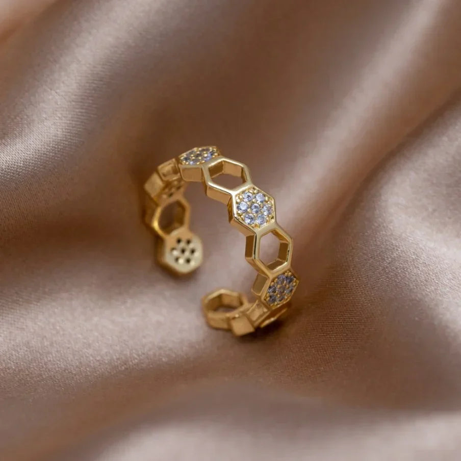 Crystal Honeycomb Ring