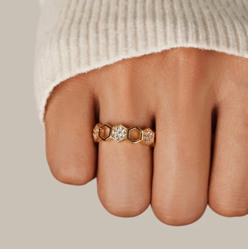 Crystal Honeycomb Ring
