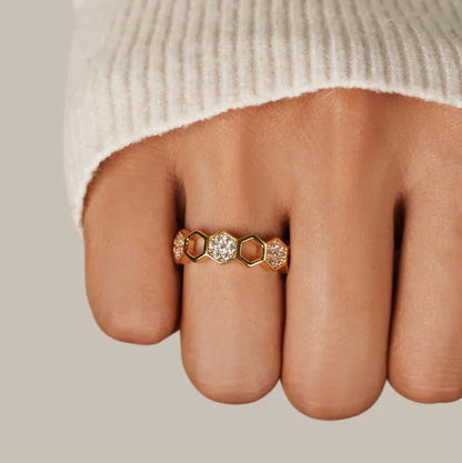 Crystal Honeycomb Ring