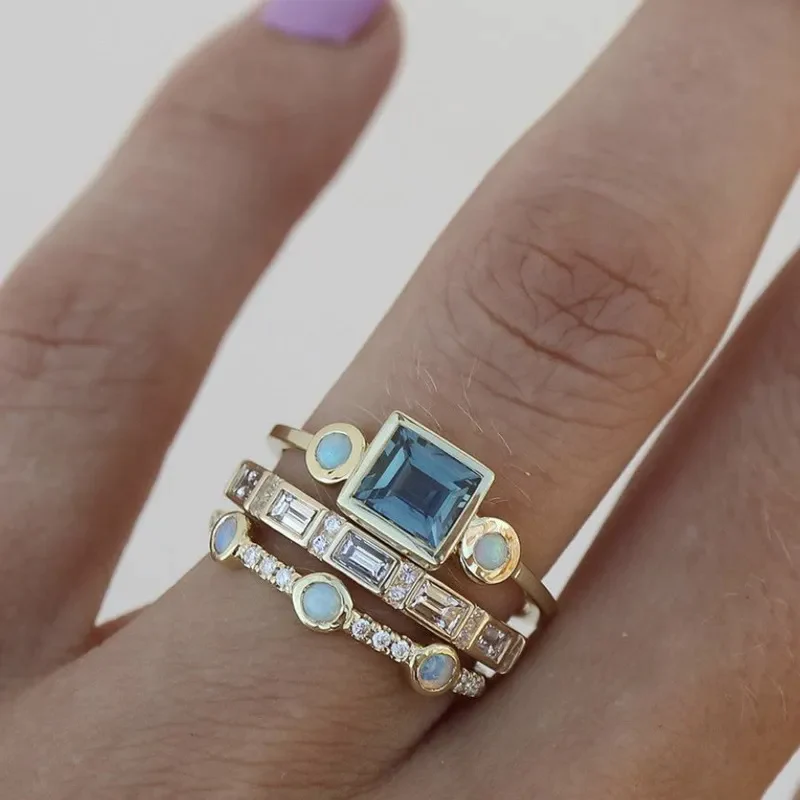 Ozean Vintage Blue Crystal Ring
