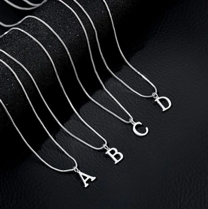 Love Letter Initial Necklace (White Gold)