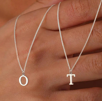 Love Letter Initial Necklace (White Gold)