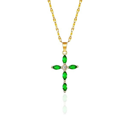 Emerald Cross Necklace