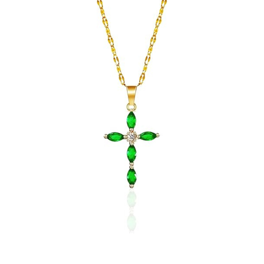 Emerald Cross Necklace