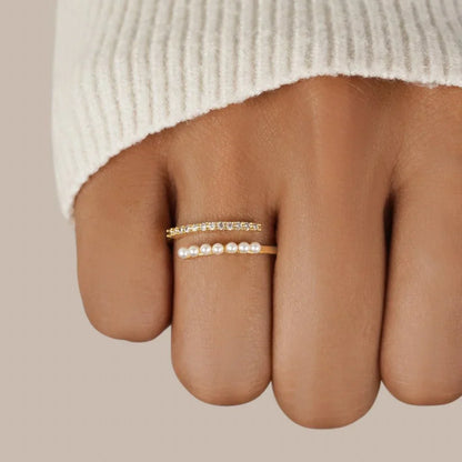 Virelle Pearl Crystal Open Ring
